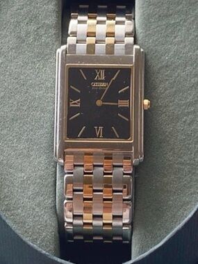 Citizen Eco-Drive Two-Tone Black Dial Stiletto Dress Watch